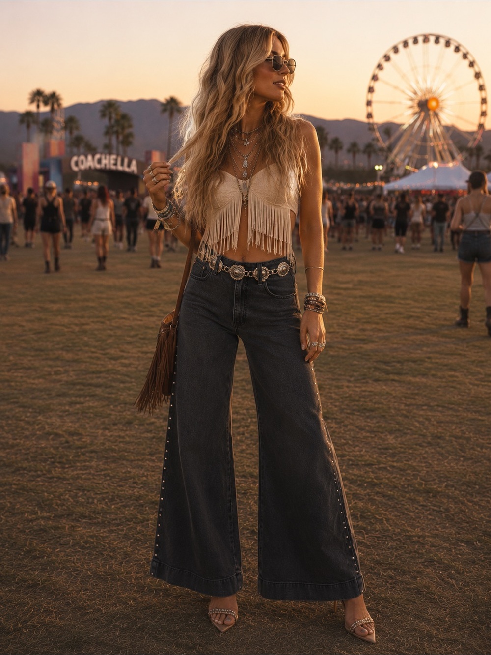 Black Denim Wide Leg High Rise